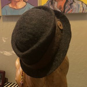 Brown Felted Wool Fedora Hat Unisex Large